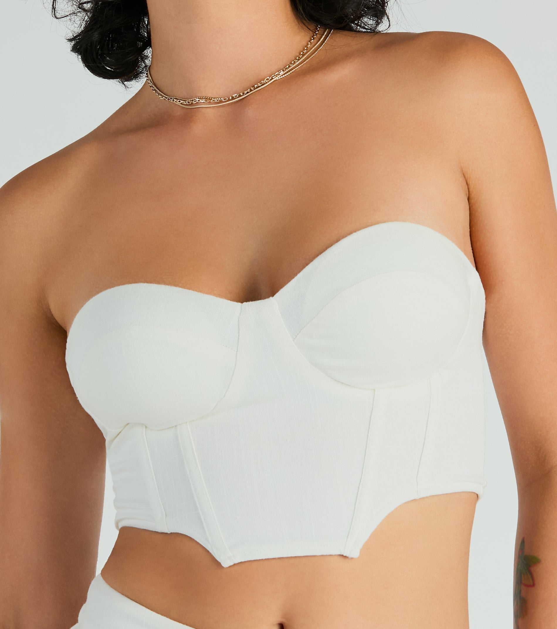 Trendy Treasure Strapless Linen Corset Top - Image 4