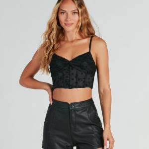 Sweet Allure Butterfly Velvet Burnout Corset Top