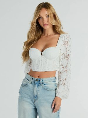 Caught Feelings Long Sleeve Lace Bustier