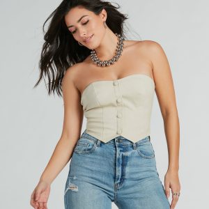 New Scene Strapless Faux Leather Vest