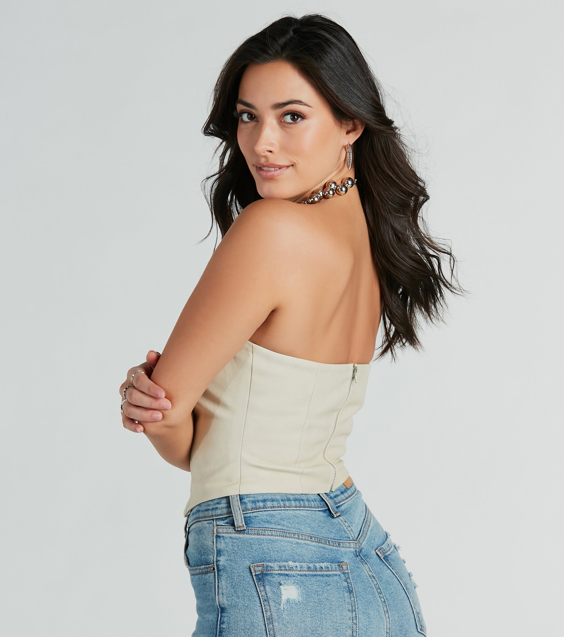 New Scene Strapless Faux Leather Vest - Image 2