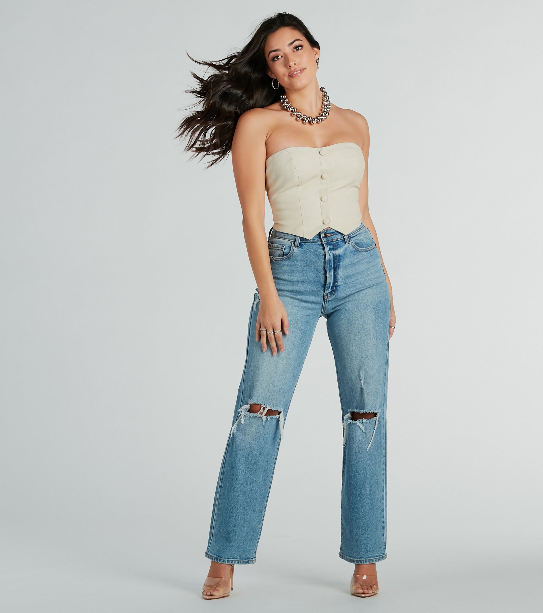 New Scene Strapless Faux Leather Vest - Image 3