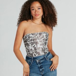 Jungle Cutie Strapless Lace-Up Corset Top