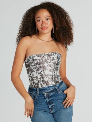 Jungle Cutie Strapless Lace-Up Corset Top