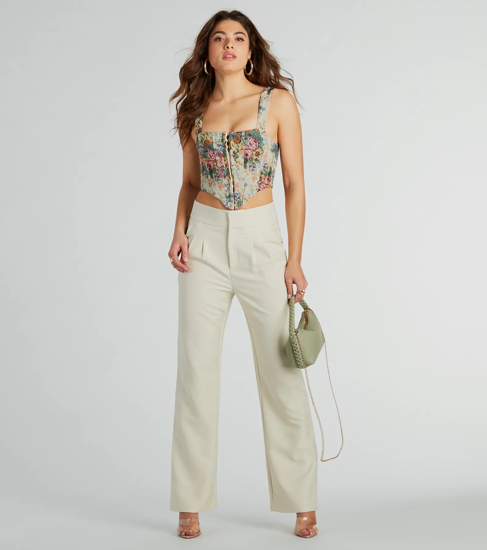 Fairytale Flair Lace-Up Floral Corset Top - Image 3