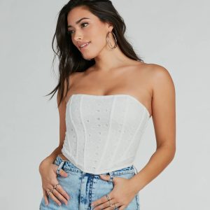 Major Charmer Strapless Eyelet Lace Corset Top