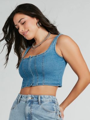 Got The Blues Sleeveless Denim Corset Top