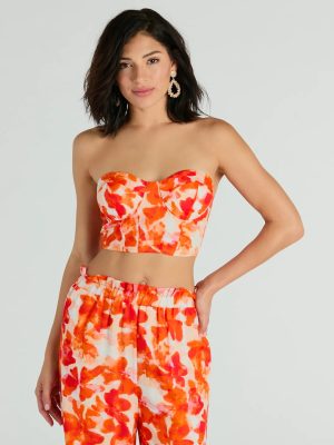 Make Some Noise Strapless Printed Bustier
