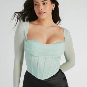 Sultry Swoon Satin Mesh Corset