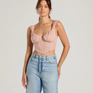 Summer Fling Sweetheart Eyelet Corset Top