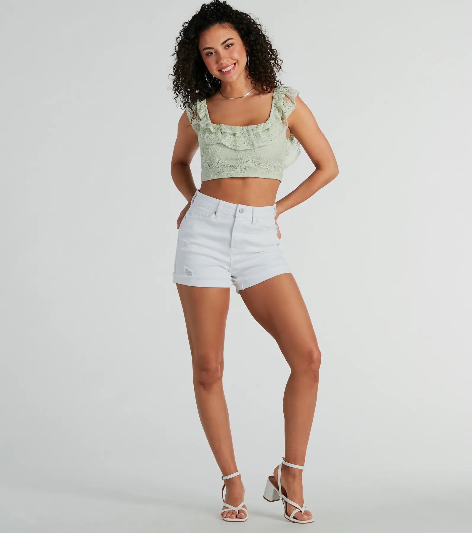 Flirty Aurora Ruffle Lace Crop Top - Image 2