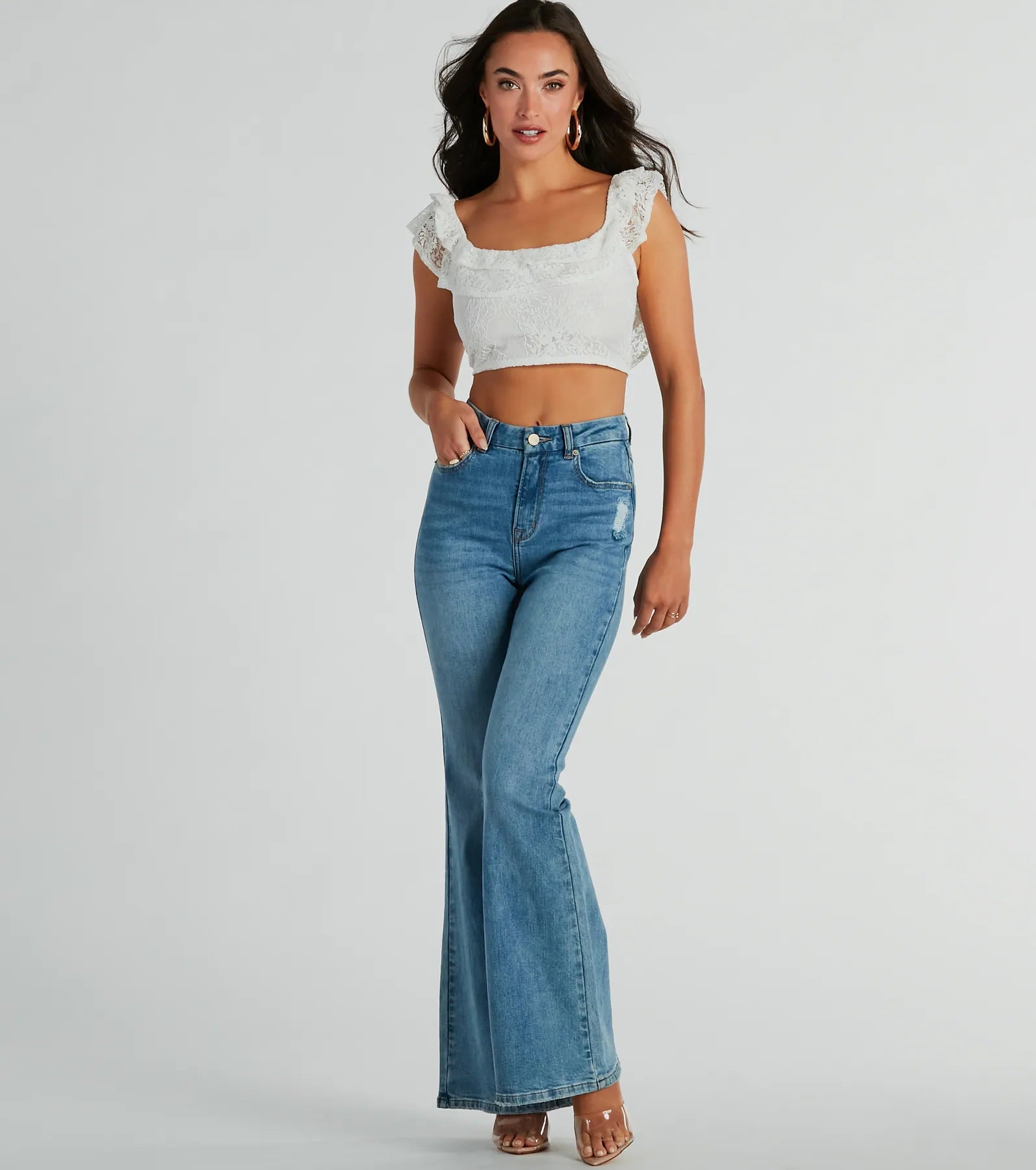 Flirty Aurora Ruffle Lace Crop Top - Image 6