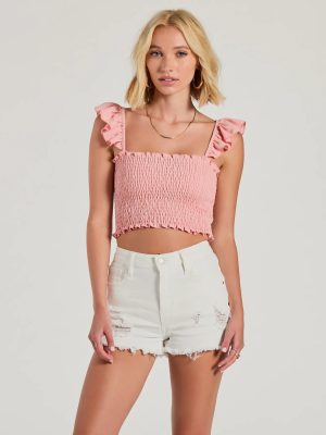 Pretty Darling Sleeveless Smocked Crop Top
