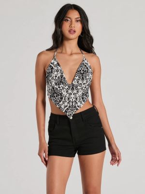 Sun-Soaked Halter Open Back Paisley Crop Top