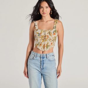 Garden Fantasy Floral Lace-Up Corset Top