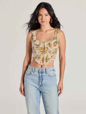Garden Fantasy Floral Lace-Up Corset Top