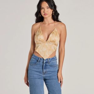 Summer Allure Abstract Print Satin Crop Top
