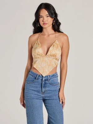Summer Allure Abstract Print Satin Crop Top