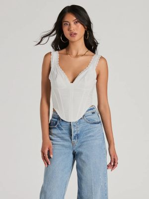 Angelic Cutie V-Neck Lace Trim Corset Top