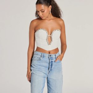 Midnight Romance Strapless Rhinestone Gem Corset Top