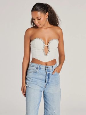 Midnight Romance Strapless Rhinestone Gem Corset Top