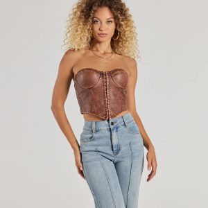 Boldly Chic Faux Leather Cropped Corset