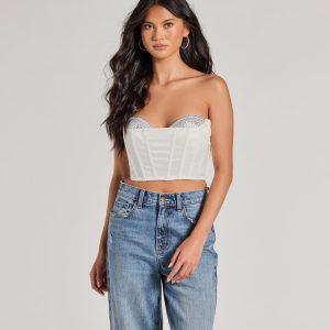 Sparkling Nights Cropped Rhinestone Satin Corset