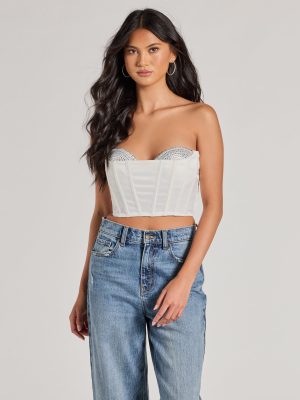 Sparkling Nights Cropped Rhinestone Satin Corset