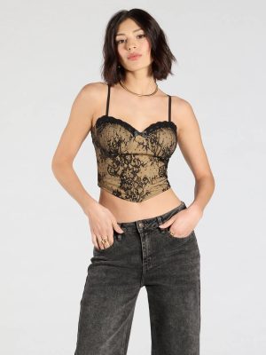 Daring Sparkle Rhinestone Lace Bustier