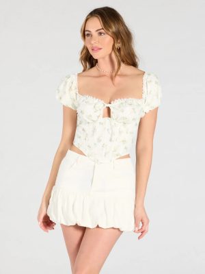 Sweet Days Floral Eyelet Lace-Up Bustier