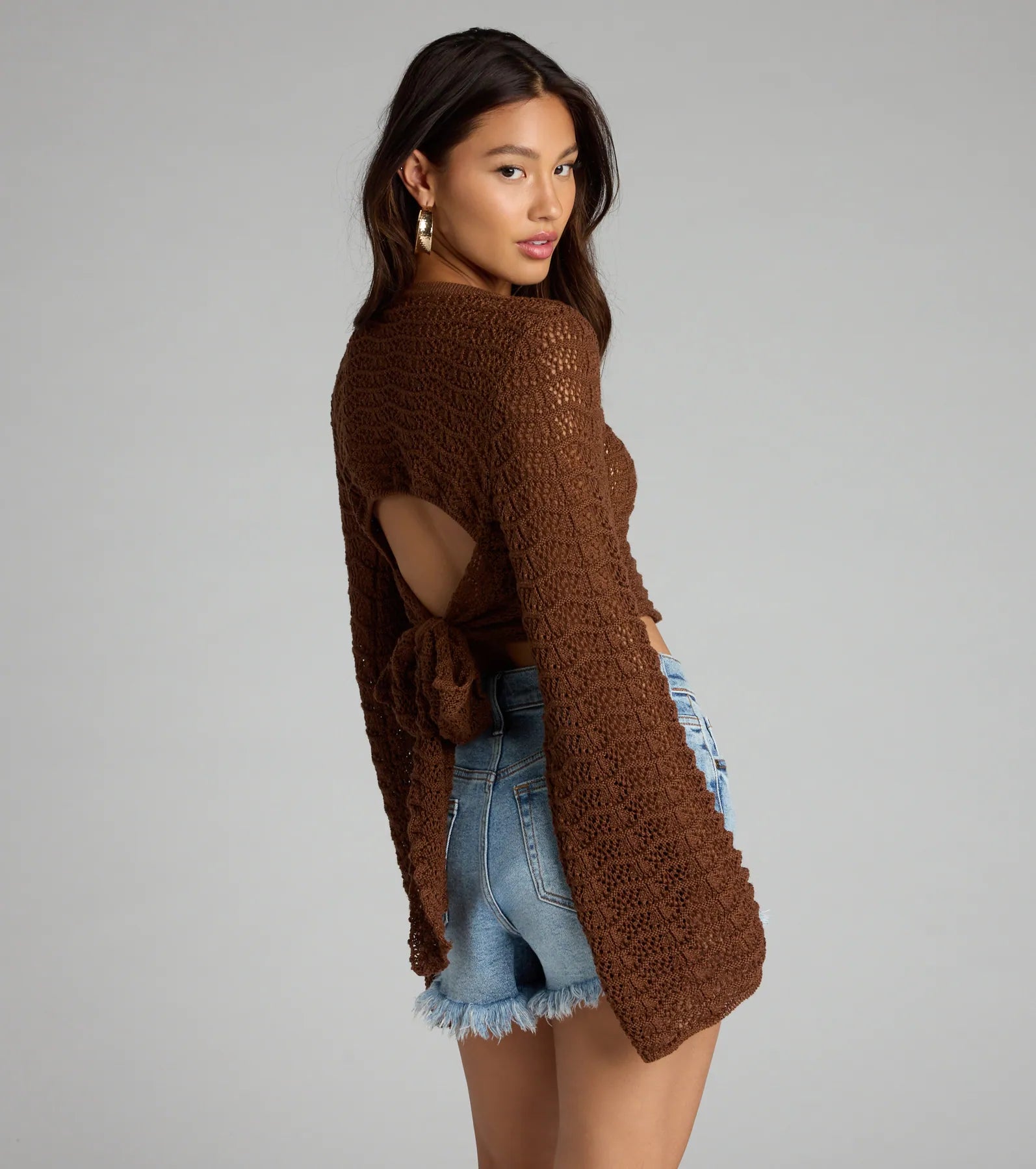 Tied Up In Vibes Crochet Sweater - Image 2