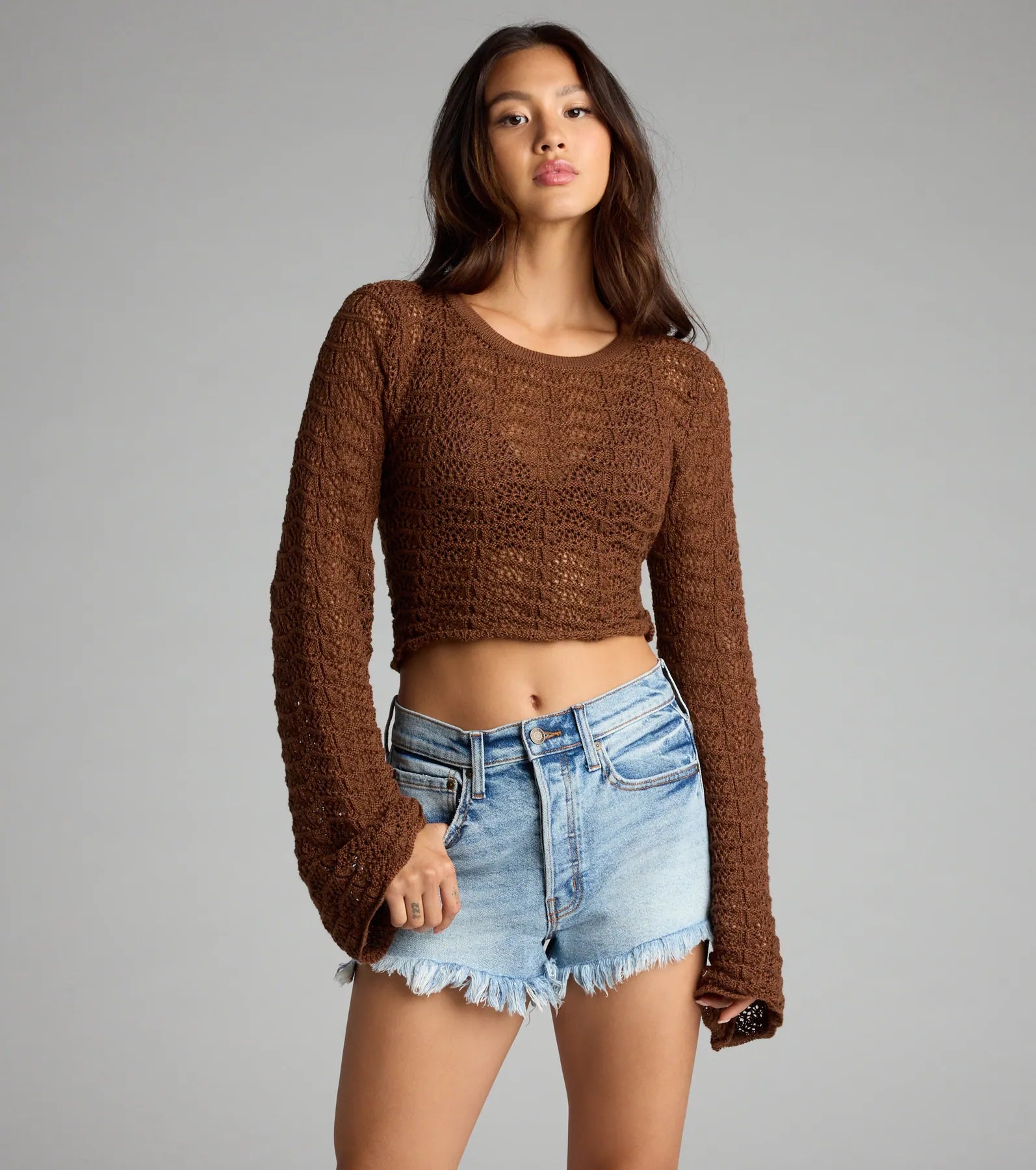 Tied Up In Vibes Crochet Sweater - Image 4