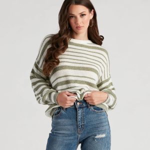 Casual Cute Striped Oversized Sweater