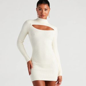 Winter Bliss Cutout Sweater Dress