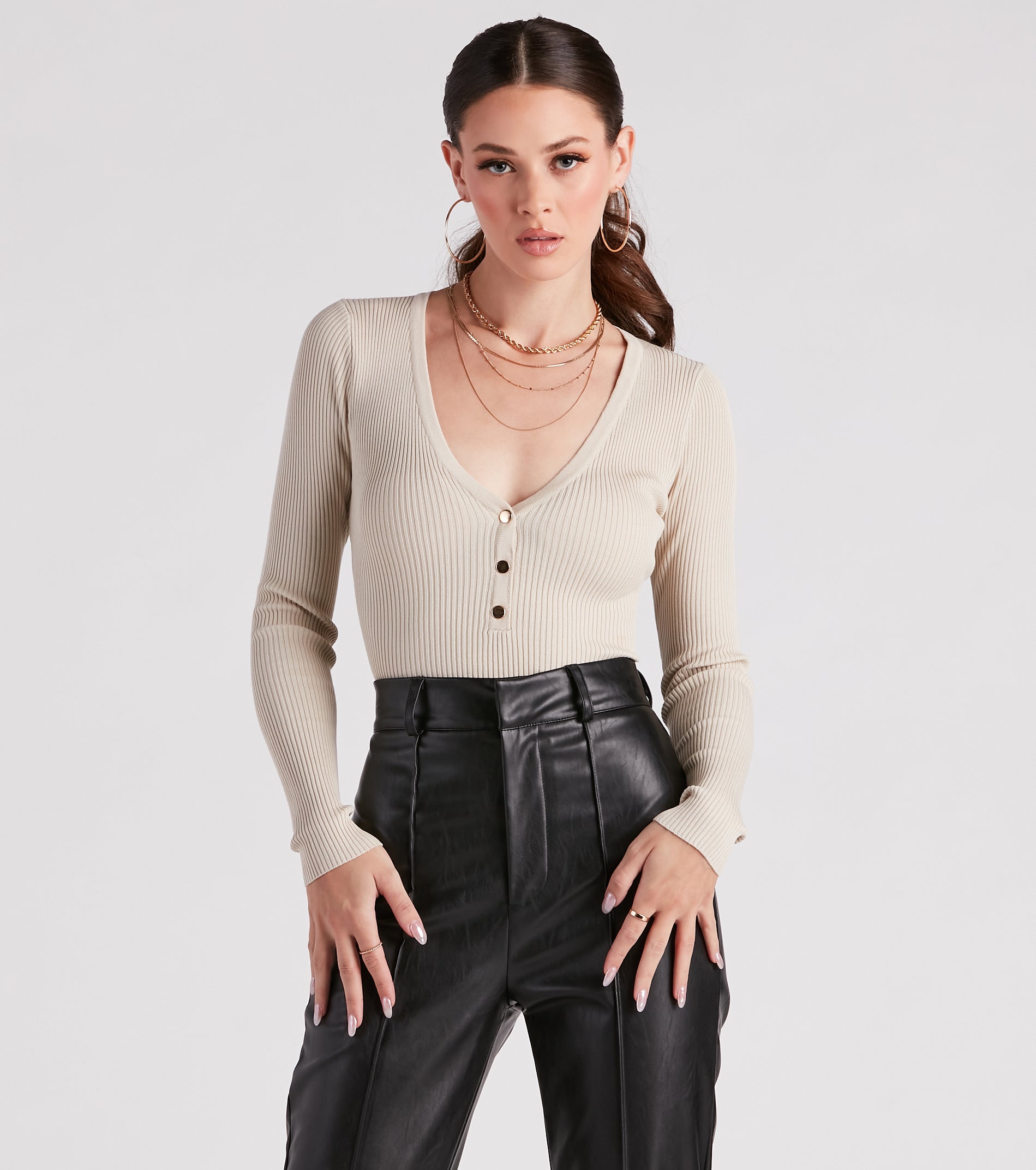 Oh Snap Button Henley Bodysuit - Image 6