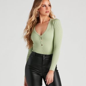 Oh Snap Button Henley Bodysuit