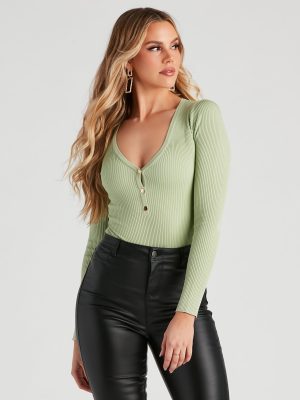 Oh Snap Button Henley Bodysuit