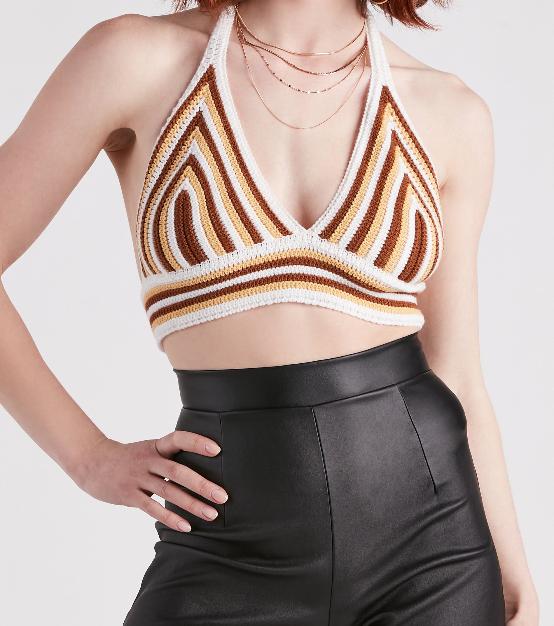 Desert Heat Crochet Striped Crop Top - Image 8
