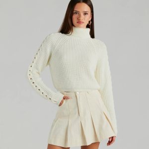 Fall Favorite Turtleneck Braided Sleeve Sweater