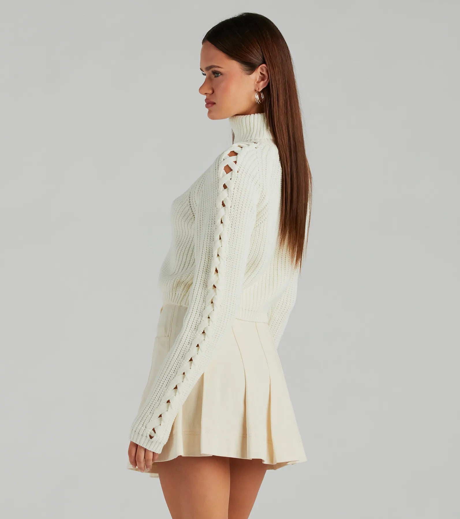 Fall Favorite Turtleneck Braided Sleeve Sweater - Image 2