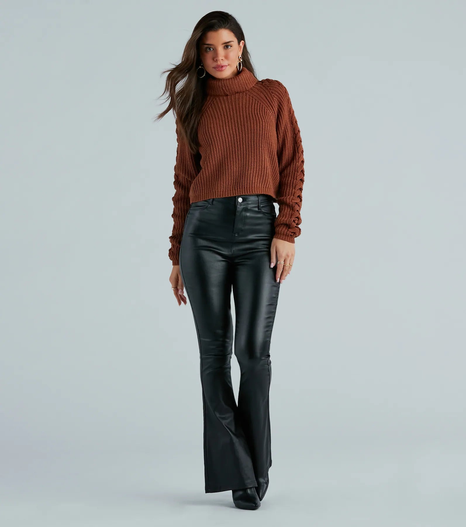 Fall Favorite Turtleneck Braided Sleeve Sweater - Image 8