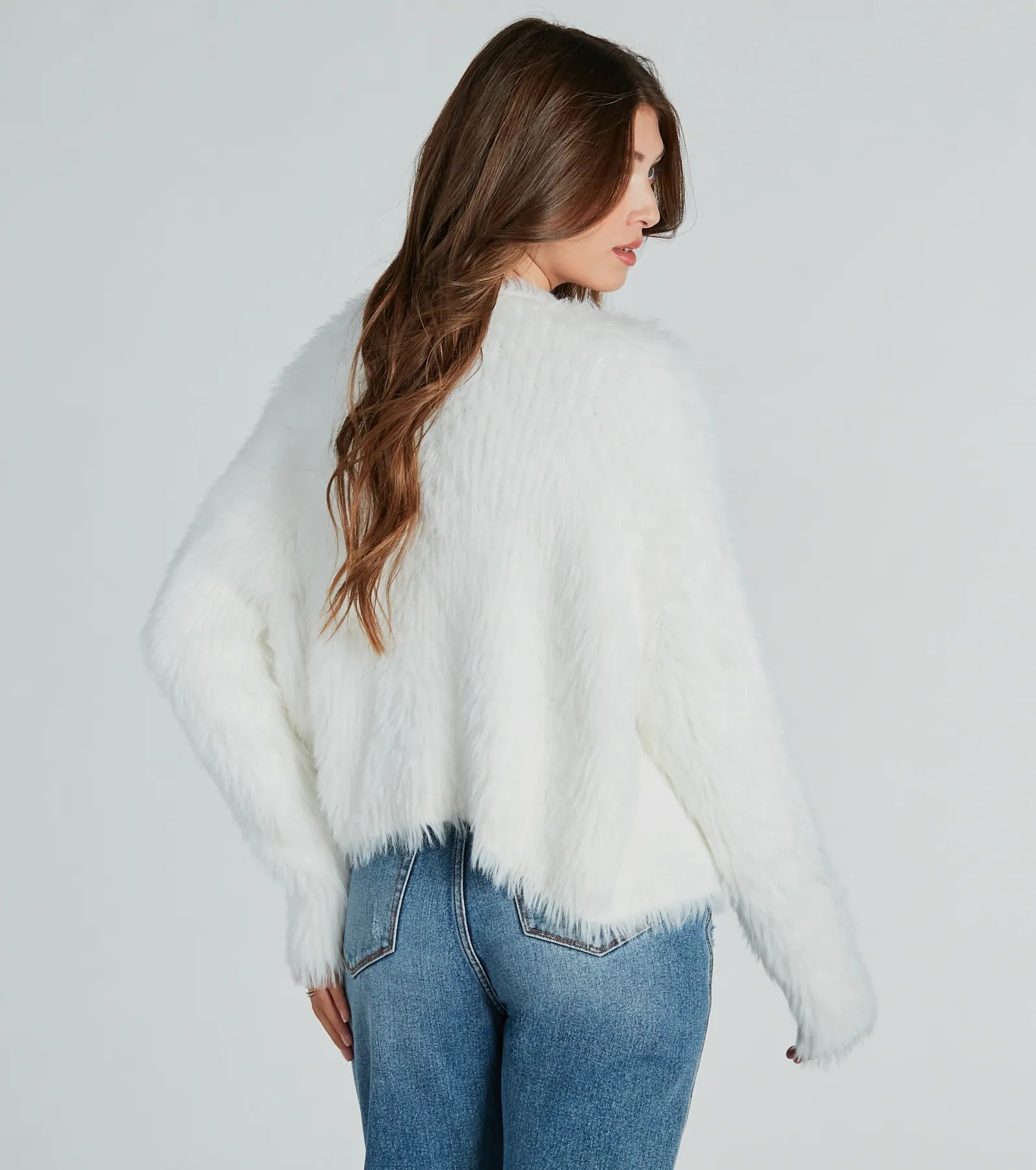 Making A Statement Faux Fur Cardigan Sweater - Image 2