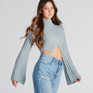 Quite A Bell Sleeve Crop Sweater