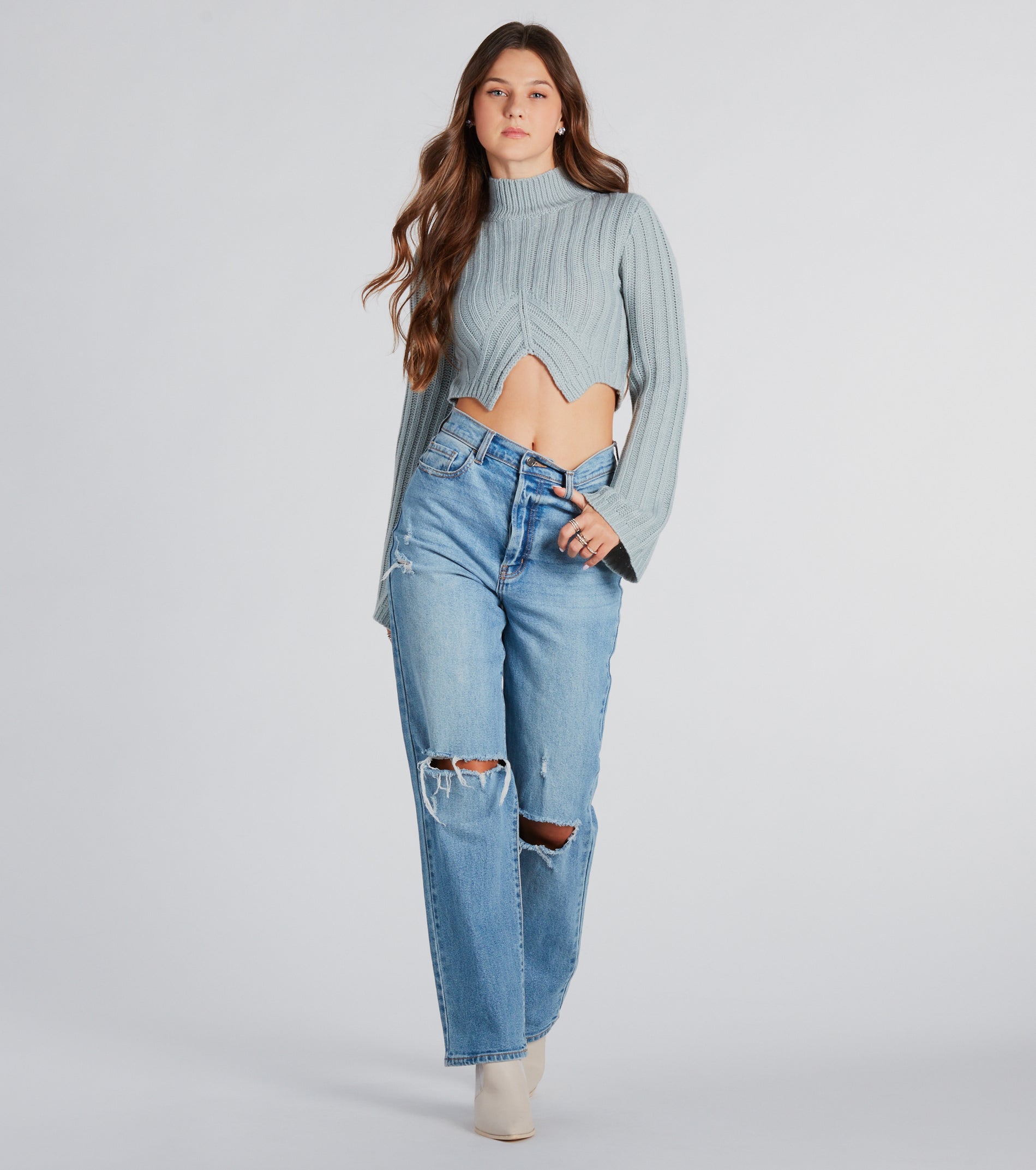 Quite A Bell Sleeve Crop Sweater - Image 2