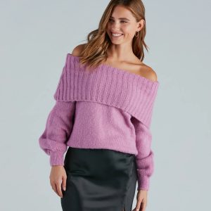 Flirty And Cool Off-The-Shoulder Sweater Top