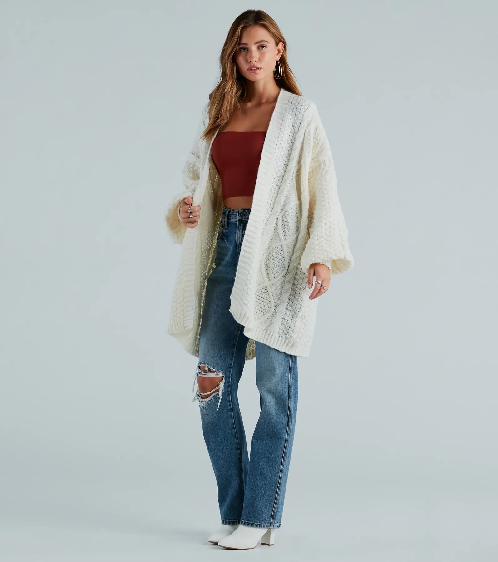 Coziest Cutie Oversized Cable Knit Cardigan - Image 5