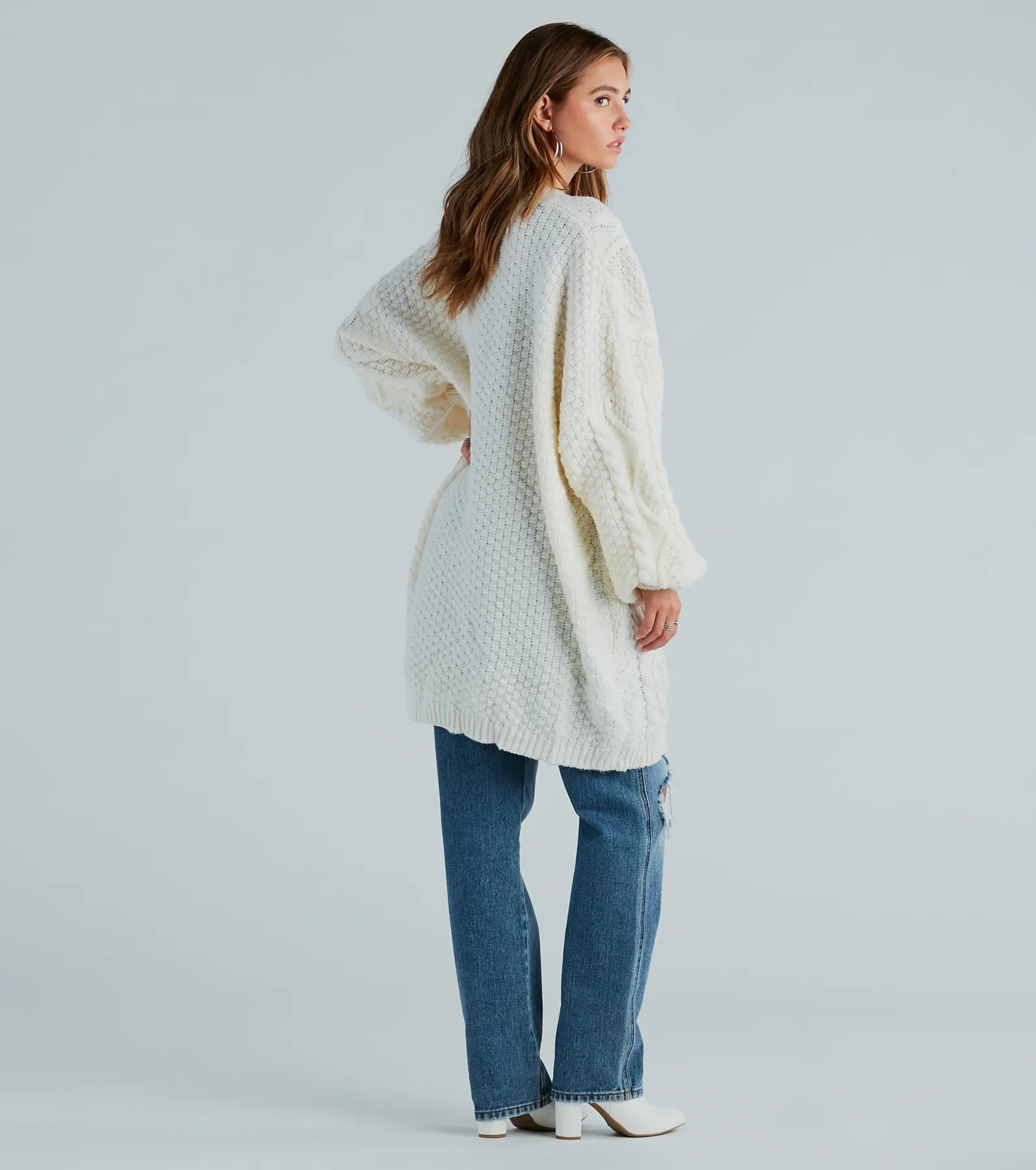Coziest Cutie Oversized Cable Knit Cardigan - Image 6