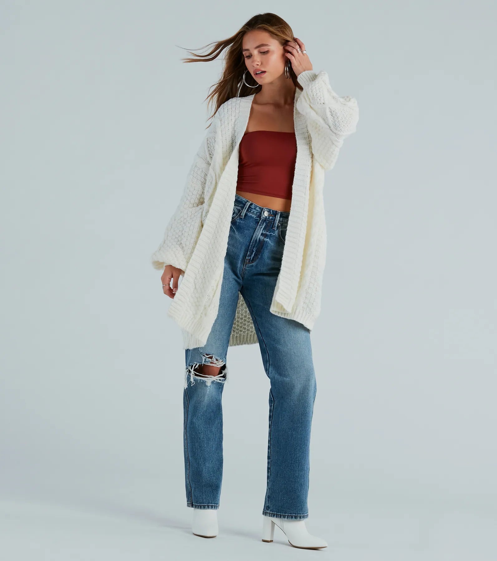 Coziest Cutie Oversized Cable Knit Cardigan - Image 7