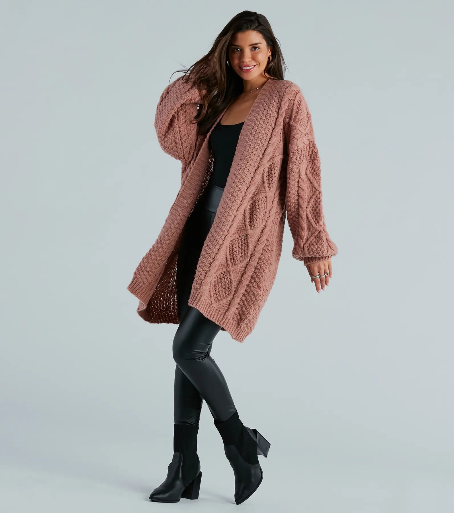 Coziest Cutie Oversized Cable Knit Cardigan - Image 3