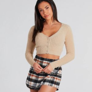 Feeling Cozy Eyelash Knit Cropped Cardigan
